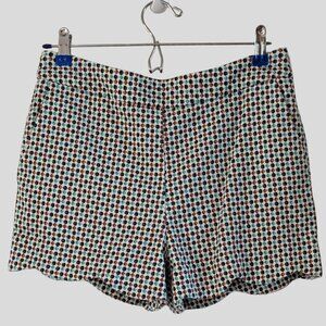 Anthropologie Patterned Scallop Hem Shorts Textured Print Size 4